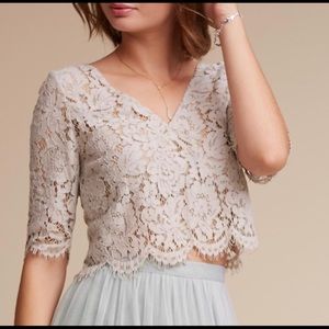Jenny Yoo harbor mist Libby lace top